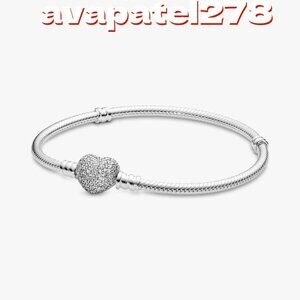 Pandora Sparkling Heart & Snake Chain Bracelet